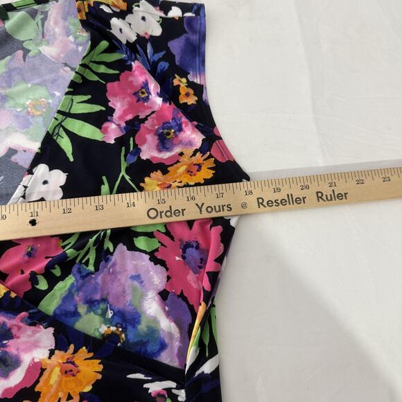 Ralph Lauren Dress Womens Medium Black Floral Sleeveless V Neck Stretch Spring - Picture 6 of 7